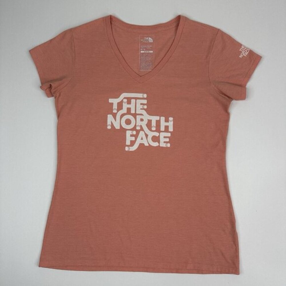 The North Face Womens Athletic Slim Fit V-Neck Graphic T-Shirt Clay Pink Medium - Picture 5 of 15